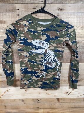 Member’s Mark Camouflage Dinosaur T- Rex Boys (8) Shirt Long Sleeve Pajamas Top